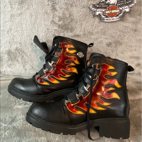 harley davidson flame boots
